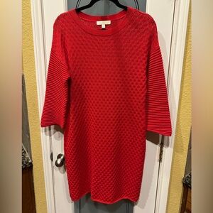 Etcetera Red Textured Knit Women's Sweater dress size M (runs big)